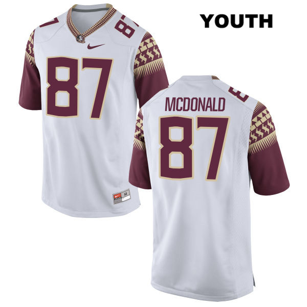 Youth NCAA Nike Florida State Seminoles #87 Camren Mcdonald College White Stitched Authentic Football Jersey AYO6769KT
